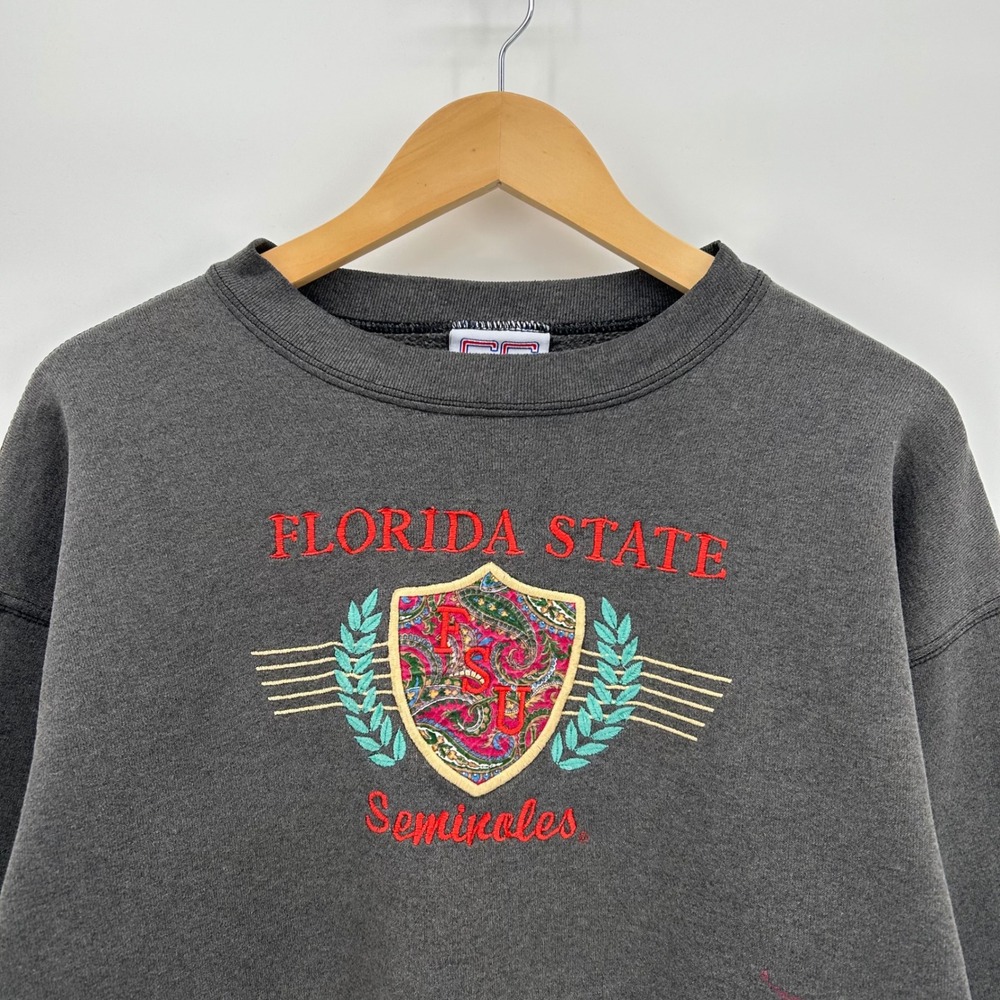 Vintage 90s Florida State Seminoles FSU Sweatshirt Crable Sportswear Grey Large